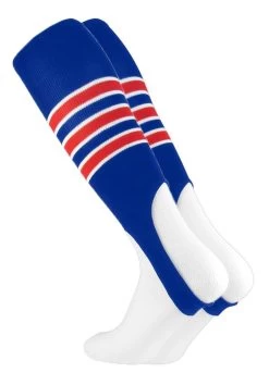 Baseball Stirrups By Pattern D 3 Stripe With Featheredge Royal Scarlet White Large 14+ Yrs Old