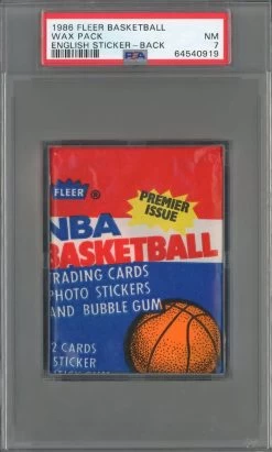 1986 Fleer Basketball Wax Pack Alex English Sticker On Back PSA 7