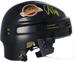 Fanatics Elias Pettersson Vancouver Canucks Autographed Black Skate Throwback Logo Mini Helmet