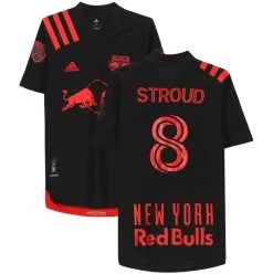 Fanatics New York Red Bulls Jared Stroud Autographed Game Used #8 Black Jersey FA