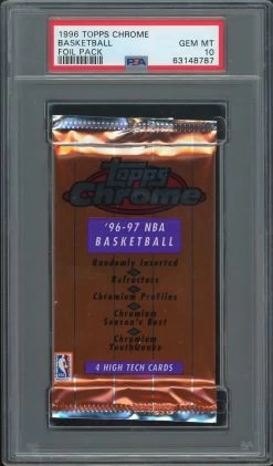 1996 Topps Chrome Basketball Sealed Foil Card Pack PSA 10